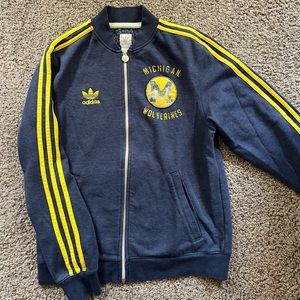 Vintage Adidas Mens Track Jacket Michigan Wolverines NCAA Size Small Cotton Blue